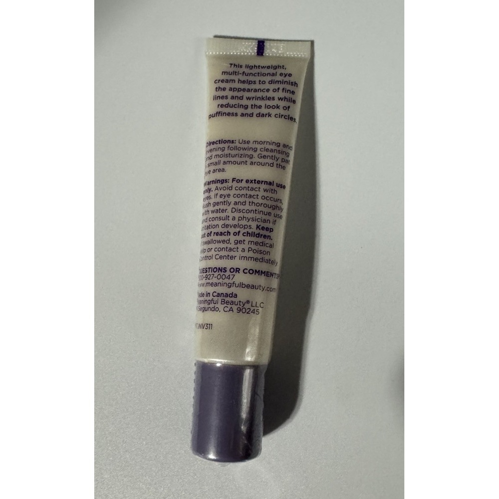 Meaningful Beauty Lifting Eye Creme Cream Advanced Formula - .5 OZ - New SEALED - Picture 2 of 8